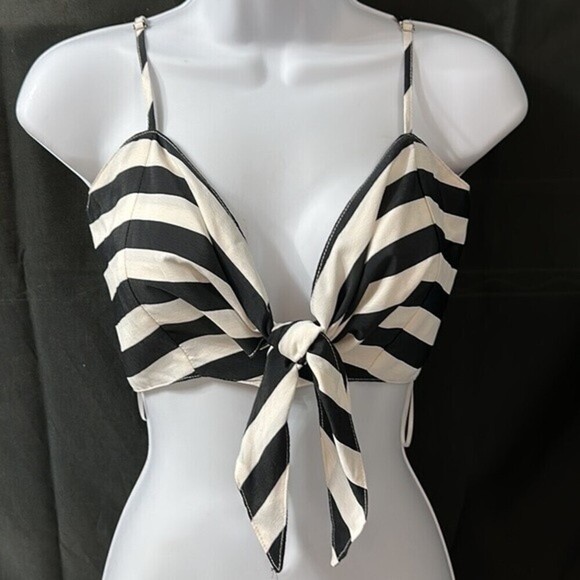Skylar & Madison Crop Top Mini Black & White Stripes Size‎ Small - Picture 5 of 15